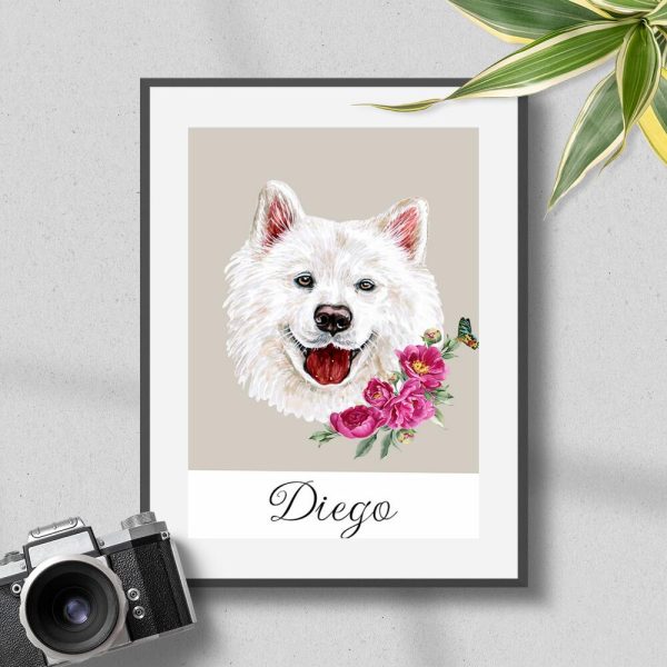 Plakat z motywem samojeda