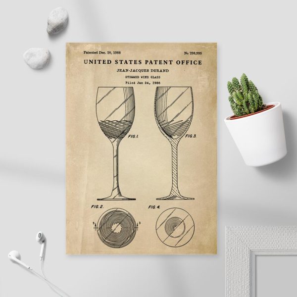 Plakat z patentem na szklany kieliszek