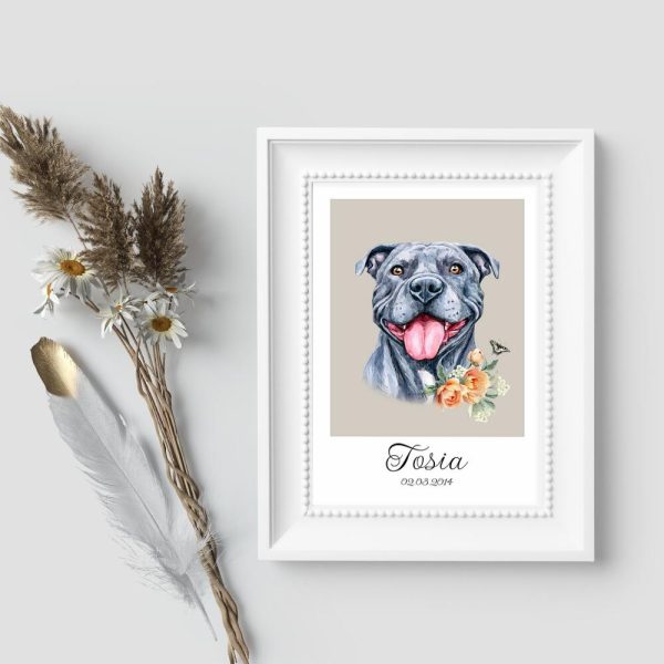 Plakat z psem rasy pitbull