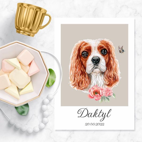 plakat przedstawiający psa Cavalier king charles spaniel