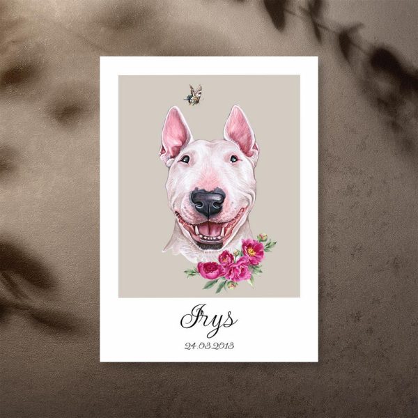 plakat z metryczką dla bulteriera