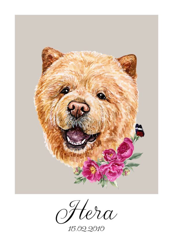 plakat z psem chow chow