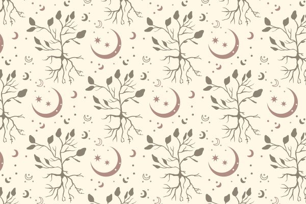 tapeta z mistyczną rośliną i księżycem