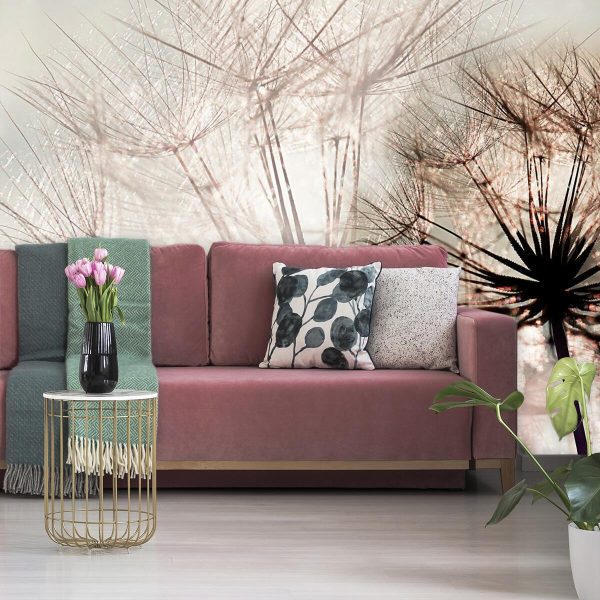 beżowa tapeta z dmuchawcami