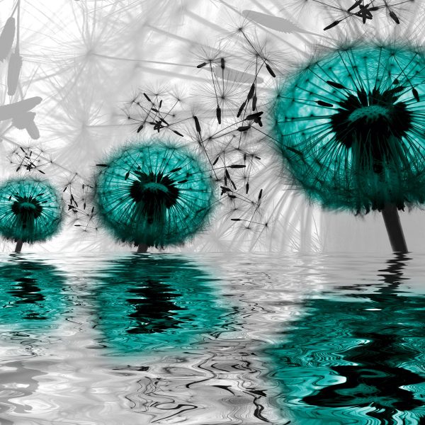 tapeta z dmuchawcami w turkusie