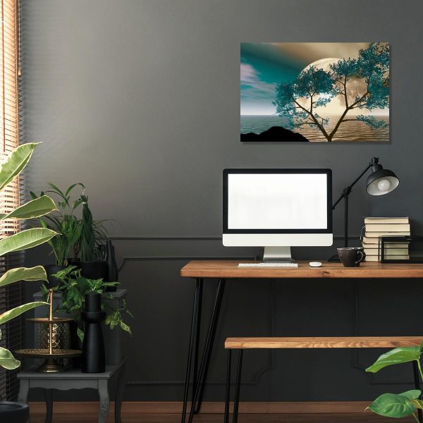 obraz księżyc na turkusowym tle