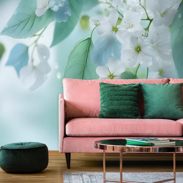 Fototapeta z białymi kwiatami