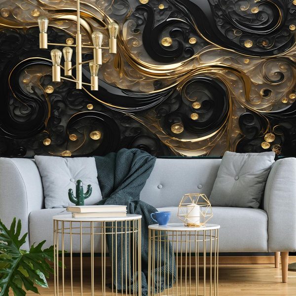 tapeta czarno-złota abstrakcja