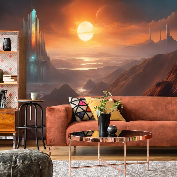 tapeta z zachodem słońca nad doliną