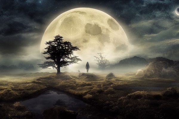 Obraz księżyc nad wrzosowiskiem