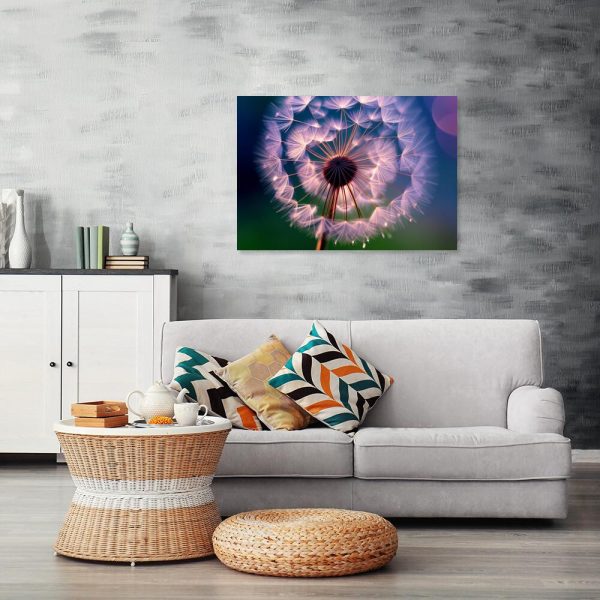 obraz z fioletowym dmuchawcem