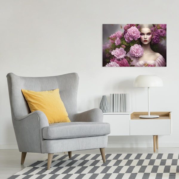 Obraz z kobietą i kwiatami