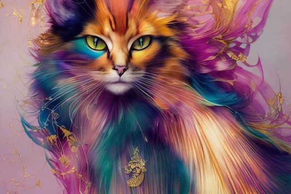 Obraz z kolorowym kotem