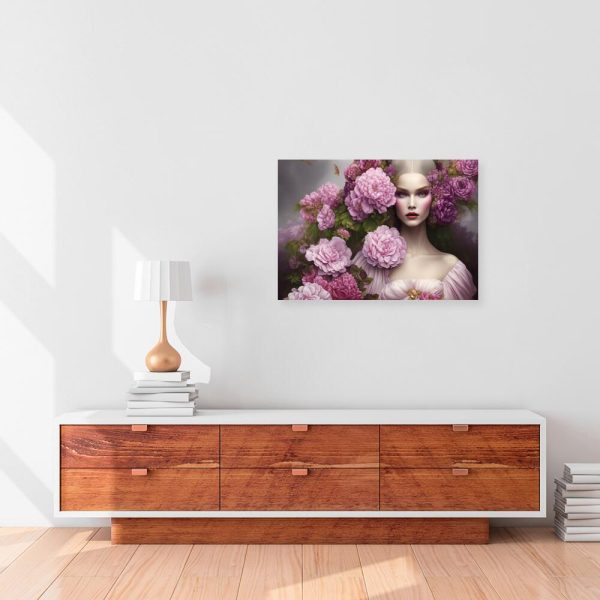 Obraz z kwiatami i kobietą