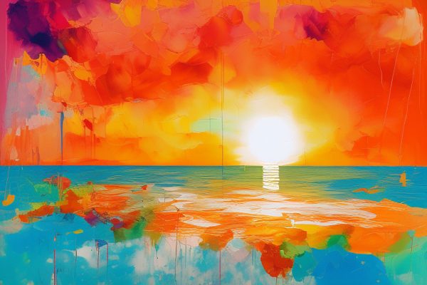 Obraz zachód słońca - abstrakcja