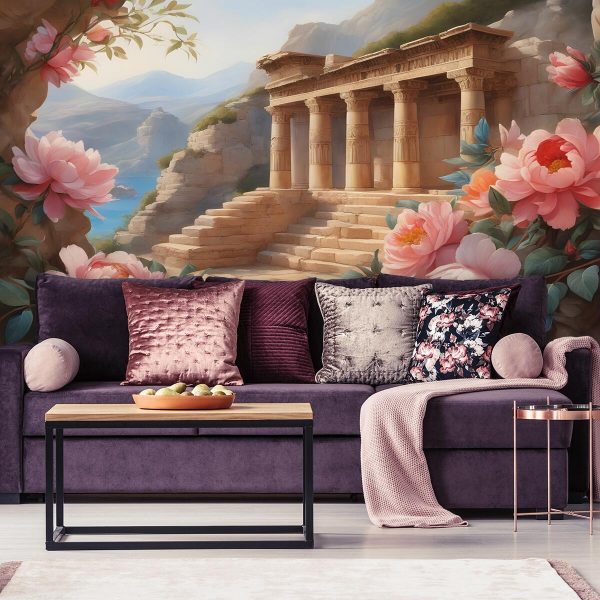 Foto-tapeta z kwiatami i kolumnami