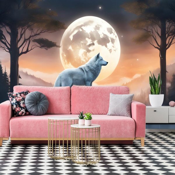 Foto-tapeta z wilkiem na skale