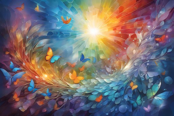 Fototapeta słońce i motyle