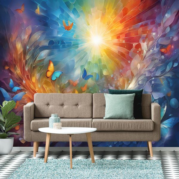 Fototapeta tęcza i motyle