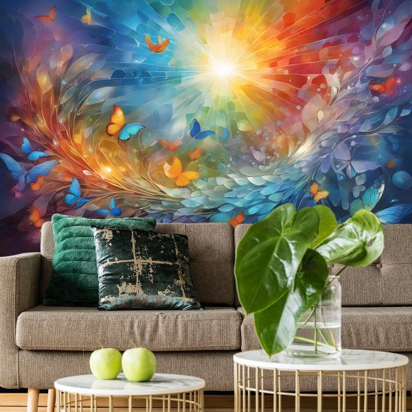 Fototapeta z motywem słońca i motyli