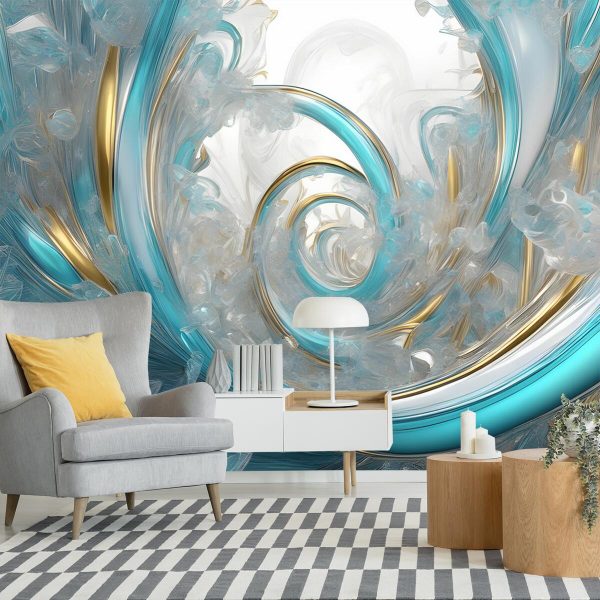 Tapeta srebrno-turkusowa