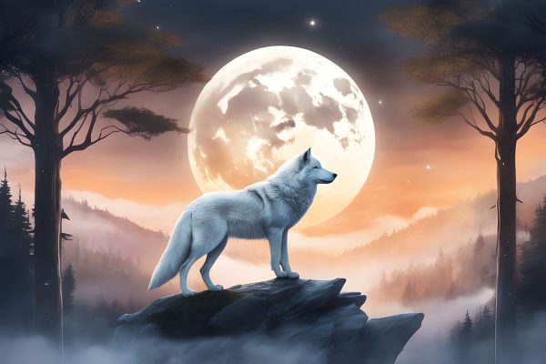 Tapeta wilkiem nocą