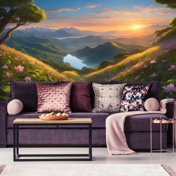 tapeta zachód słońca nad górami