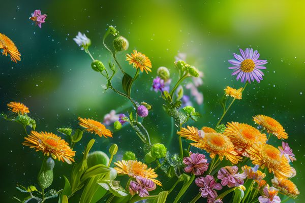 tapeta z kwiatami rosnącymi na łące