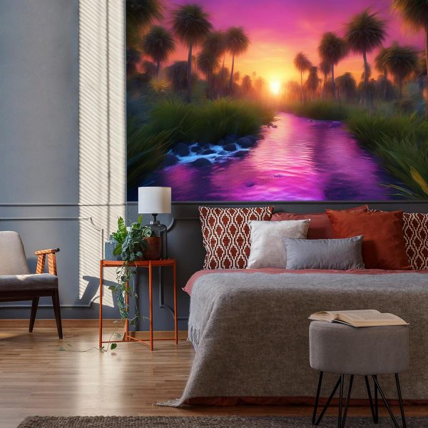 fototapeta z różowym zachodem słońca