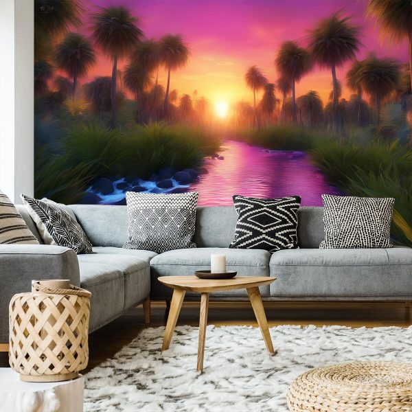 Tapeta z zachodem słońca nad rzeką