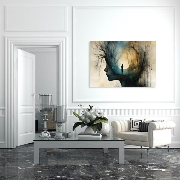 Obraz z abstrakcją i człowiekiem