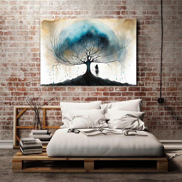 Obraz z kobietą i drzewem