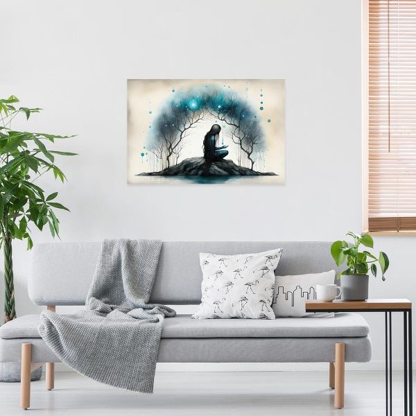 Obraz z kobietą na skale