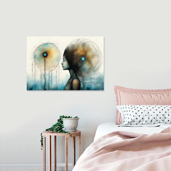 obraz z motywem abstrakcji i kobiety