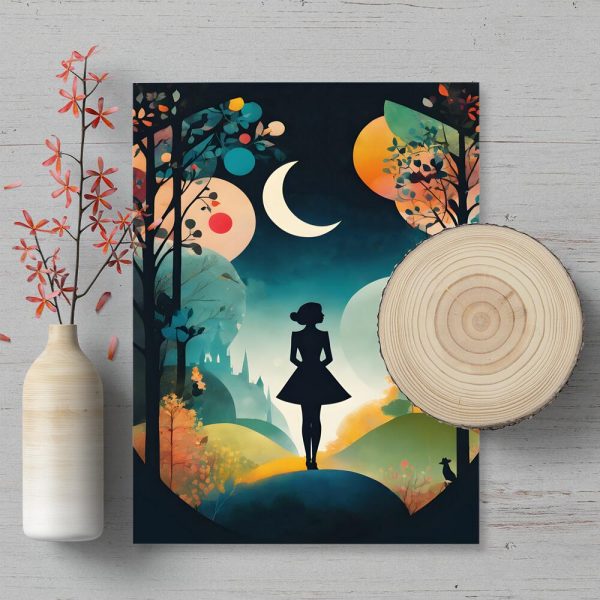 Plakat noc w lesie