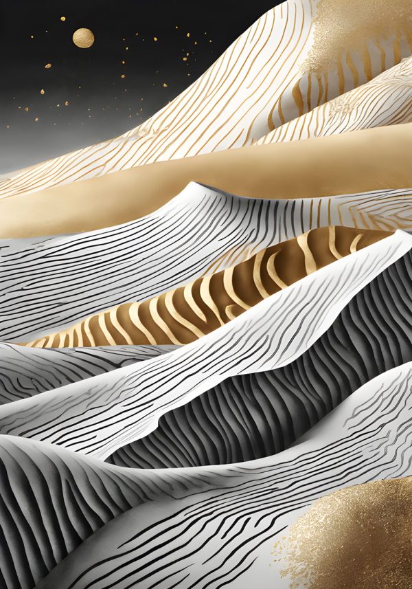 Plakat pustynny krajobraz w nocy