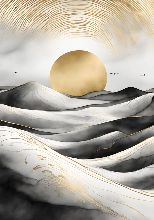 Plakat wydmy i słońce