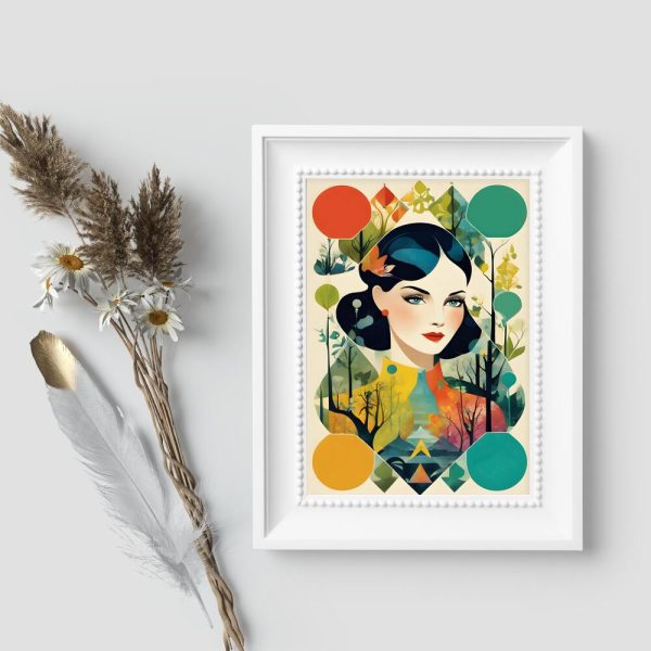 Plakat z motywem człowieka i flory