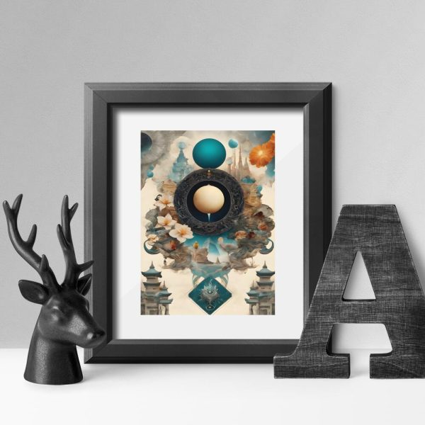 Plakat z pagodami i świątyniami