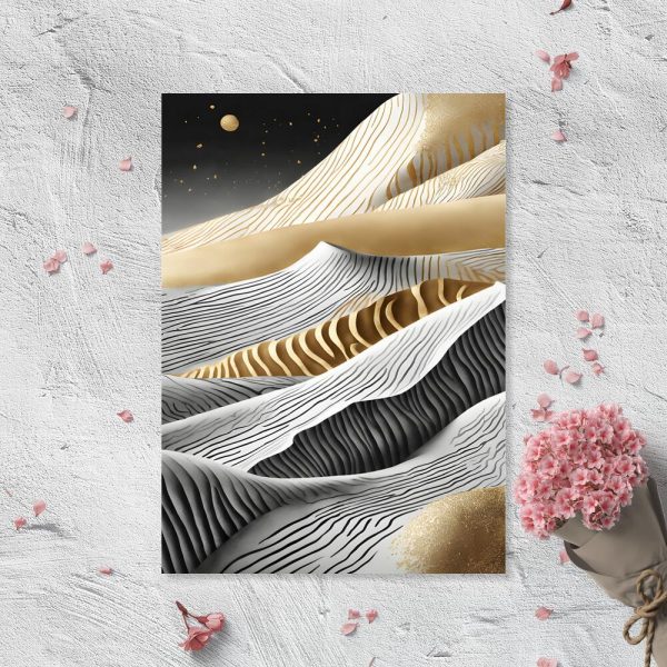 plakat z pustynnym pejzażem nocą