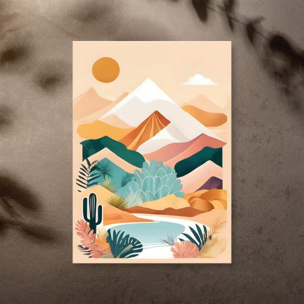 Plakat z widokiem na pustynię