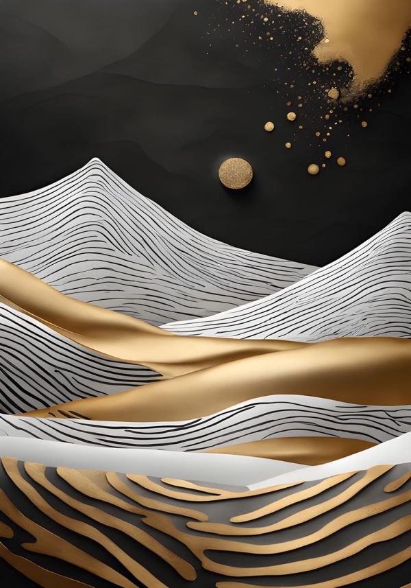 Plakat z wydmami pod księżycem