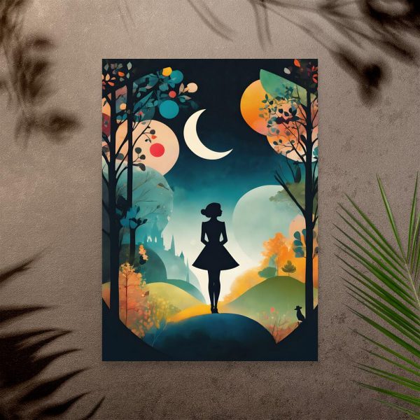 Plakat z zamkiem i dziewczyną