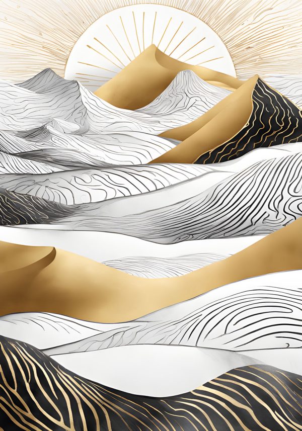 Plakat ze świtem nad pustynią