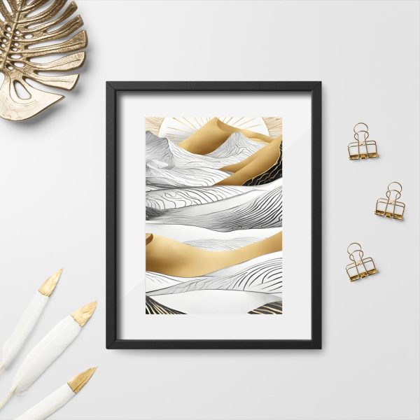 Plakat ze wschodem słońca nad wydmami