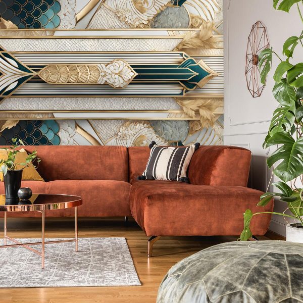 tapeta z kompozycją w złocie