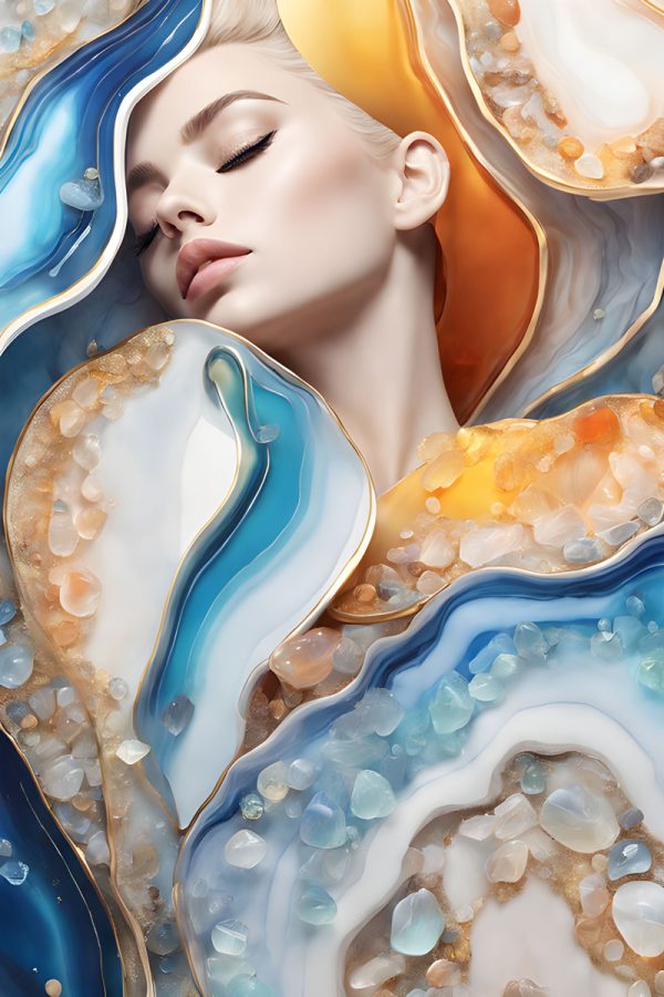 Obraz z człowiekiem i abstrakcją