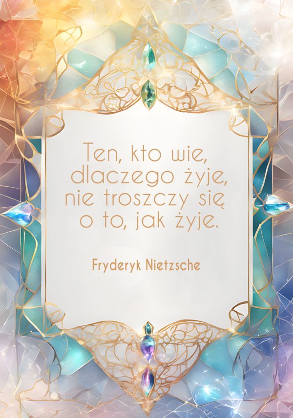 Plakat z sentencją o jakości życia - Nietzsche