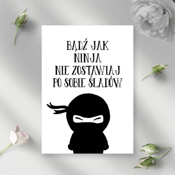 Plakat z ninja do toalety