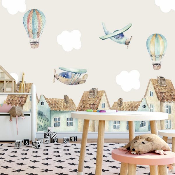 Fototapeta dla dziecka z kolorowymi domkami